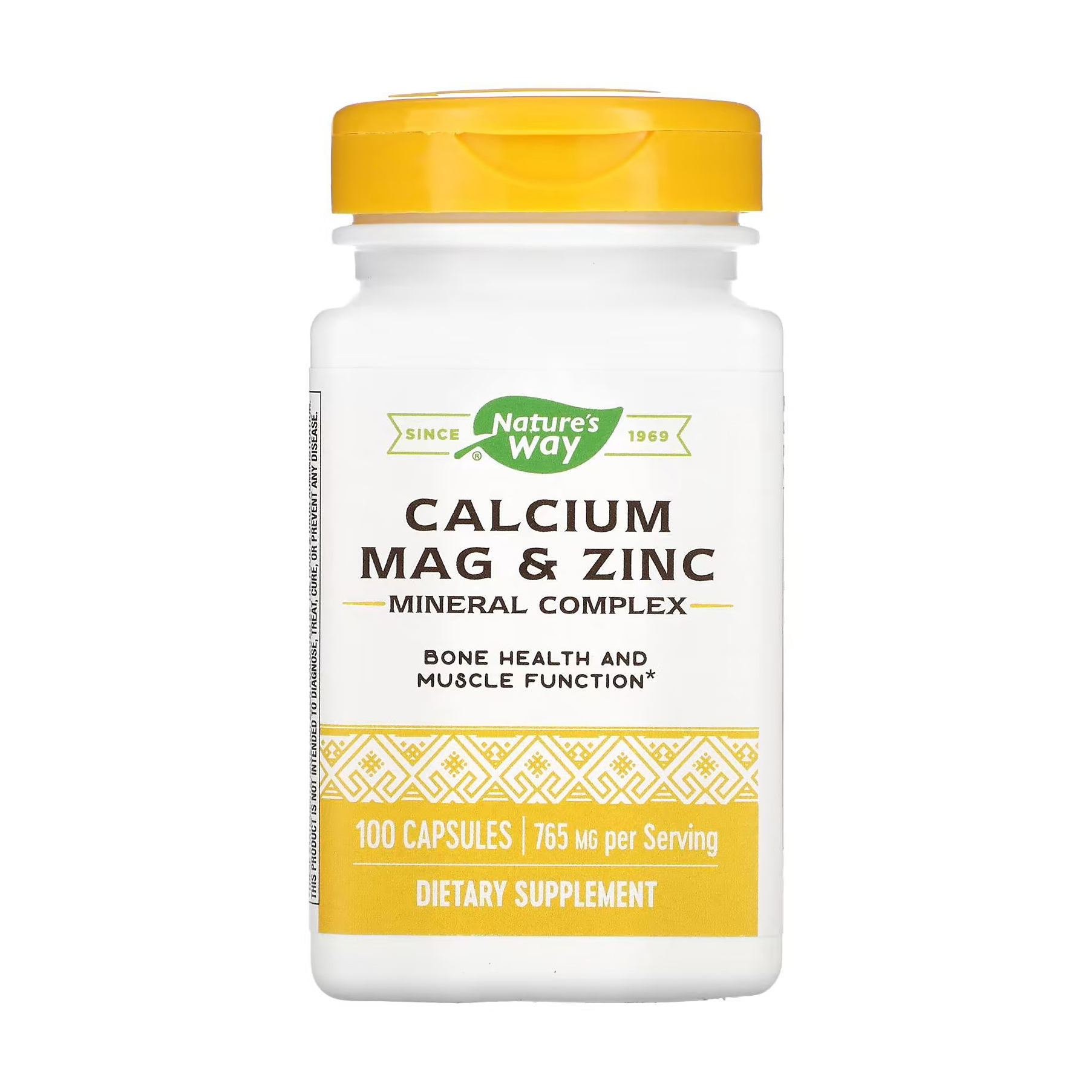 Комплекс мікроелементів Nature's Way Calcium Mag &amp; Zinc із кальцієм, магнієм і цинком, 100 капсул